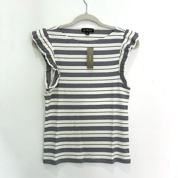 NWT J. Crew Vintage rib ruffle boatneck tank top - Picture 4 of 8